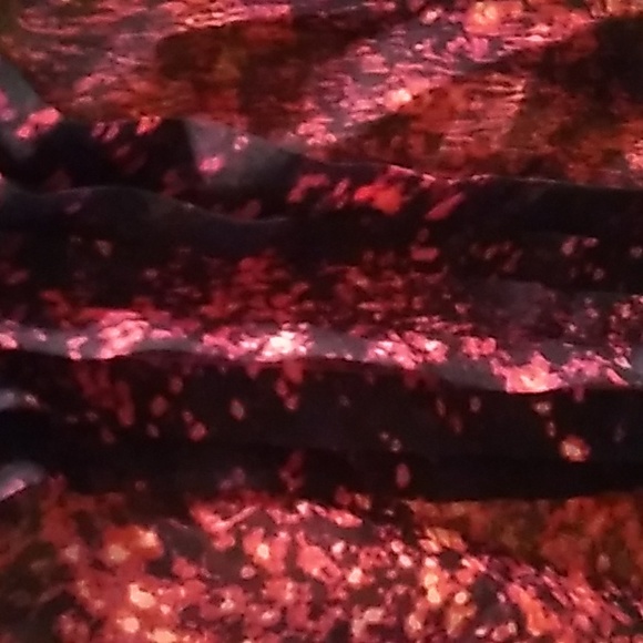 ANA Petite Blue Red Sheer Blouse. 3,/4 ,Sleeves V Neck - Picture 3 of 8